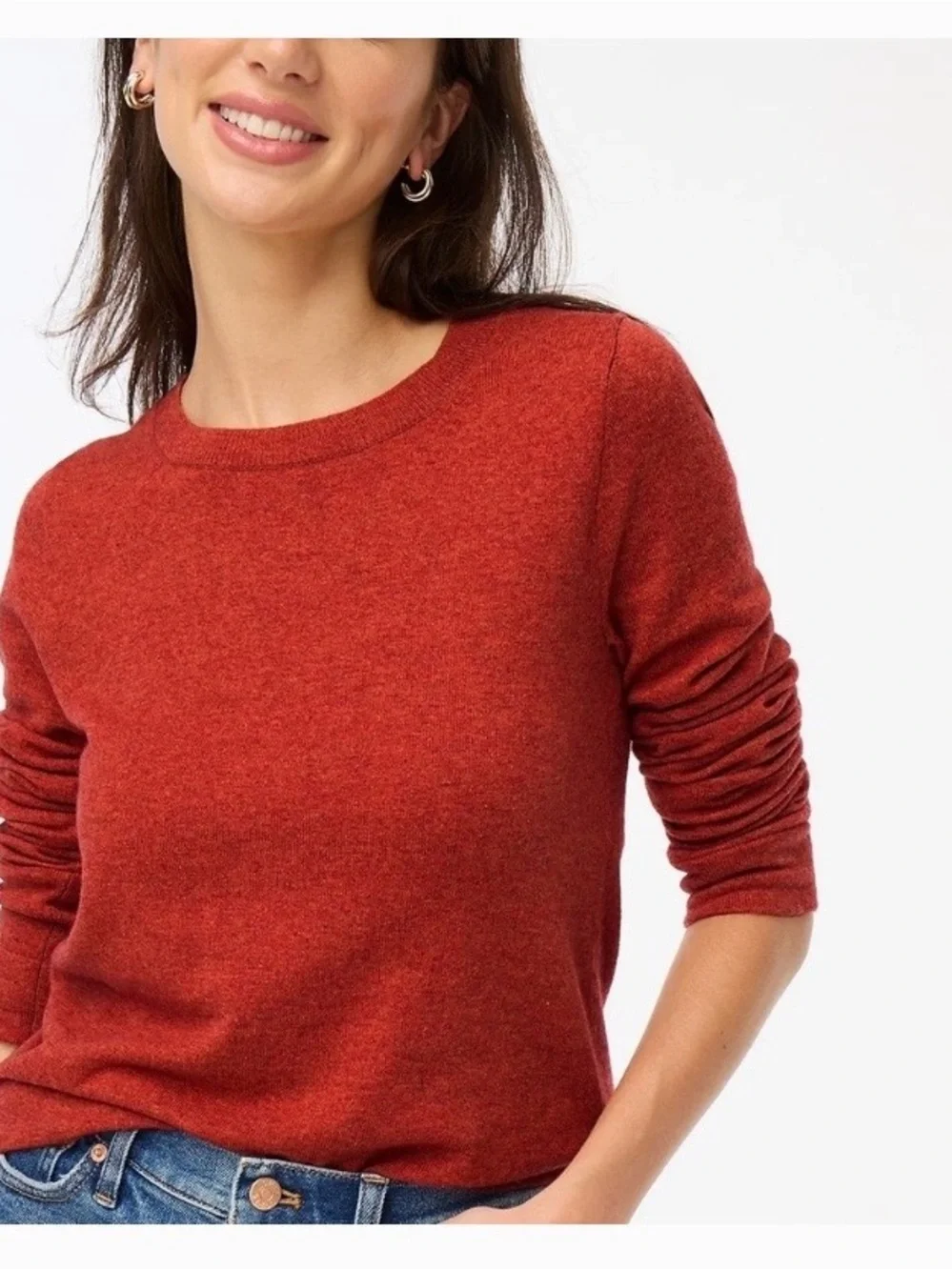 J. Crew Teddie Heathered Red Crewneck Sweater